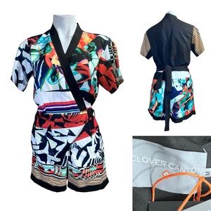 Clover Canyon Jumpsuit size M Abstract Multicolor short sleeve casual‎